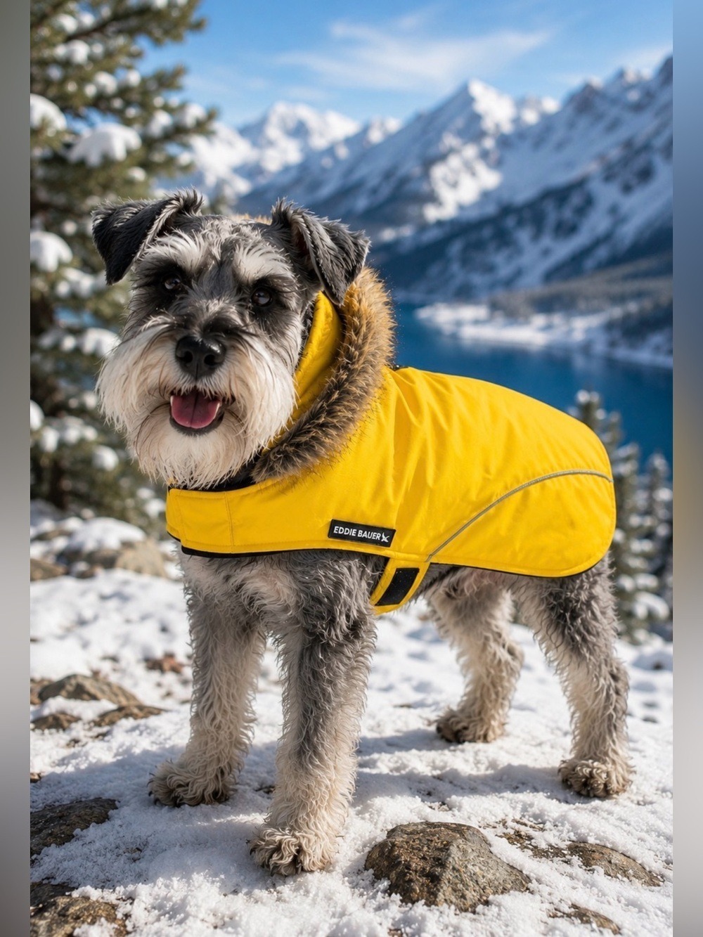 Eddie Bauer Pet Chinook Hooded Dog Parka Medium Yellow Fleece Lined Winter Coat